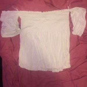 Off the shoulder silk shirt